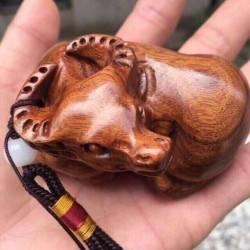 沉水老撾黃花梨木雕手把件文玩核桃手串十二生肖擺件