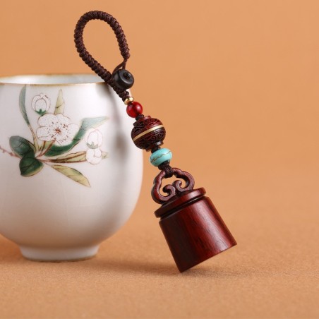 紫檀木雕刻稱心如意高檔網紅鑰匙扣掛件工藝品
